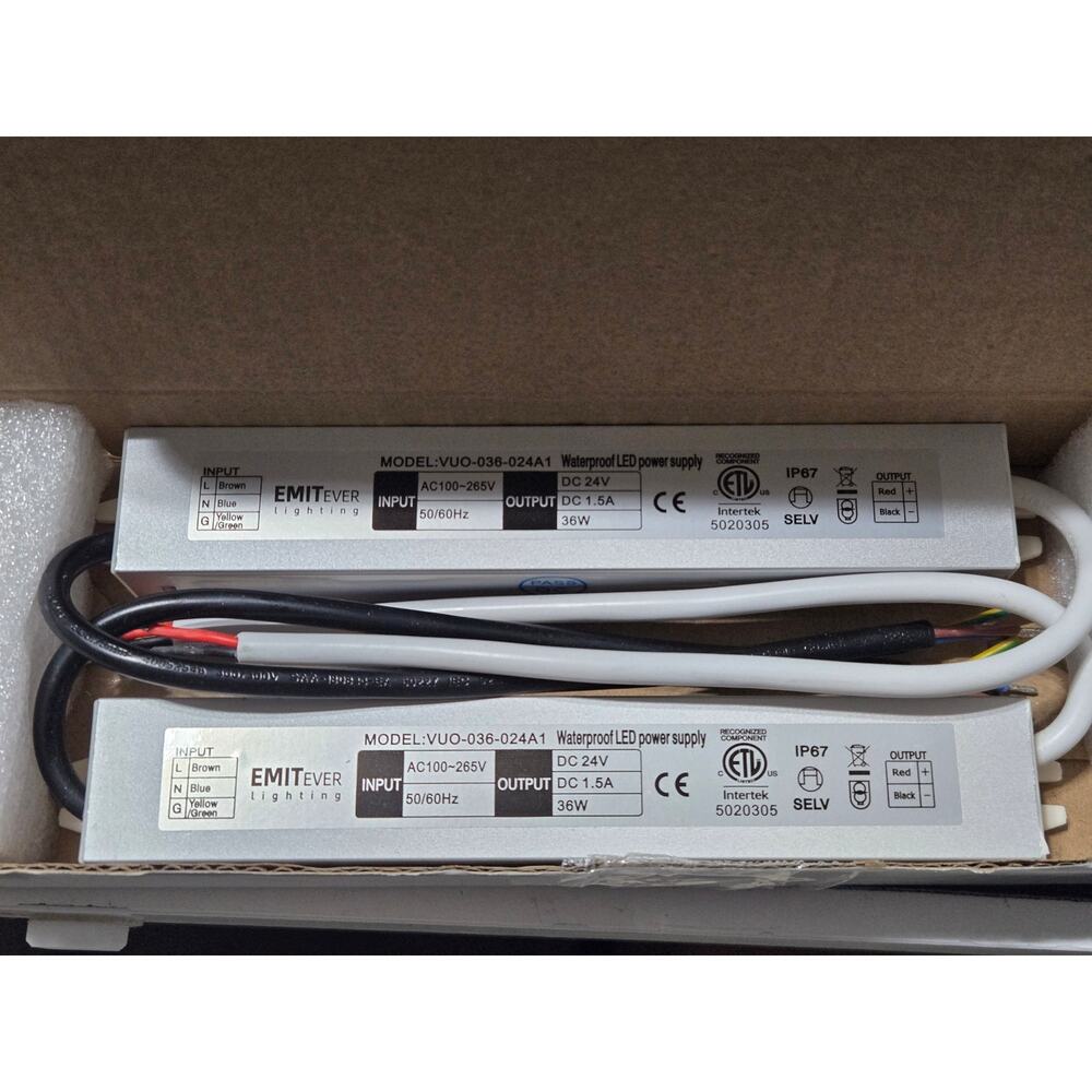 Lot of 2 EmitEver 24V 36W LED Power Supply IP67 Waterproof Driver VUO-036-024A1